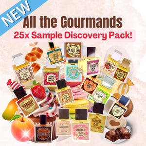 Nieuw! ALL The Gourmands - Limited Edition. 25 monsters van 3 ml van mijn hele Gourmand-collectie!  Perfect voor vakanties, cadeausets, reizen, enz.