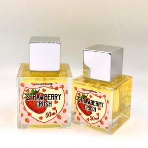 Strawberry Crush EDP - Uplifting and Retro Jammy Strawberry Gourmand. Notes of Ice Cream, Milkshakes, Coconut, Raspberries, Pastry + Sugar.