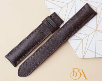 Handgemaakte chocoladebruine vintage leren horlogeband