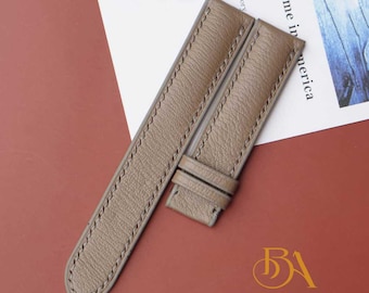 Sandy Taupe Goat Leather Watch Band, Handmade Alran Sully leather strap