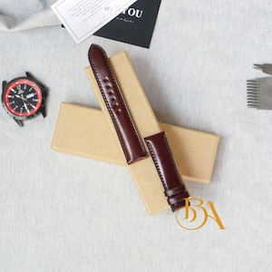 Brown Shinki Hikaku Shell Cordovan Leather Watch Band Quick Release