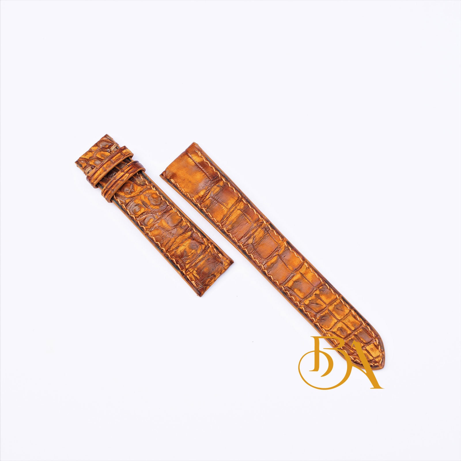 Nubuck Alligator Watch Band Handmade Patina Alligator Leather