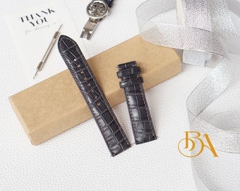 Dark Grey Alligator watch strap. Unique watch band leather