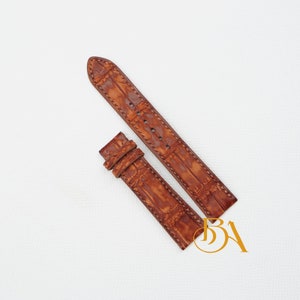 Nubuck Alligator watch band, Handmade Patina Brown Alligator watch strap. Full Grain leather watch band. Genuine Alligator leather strap