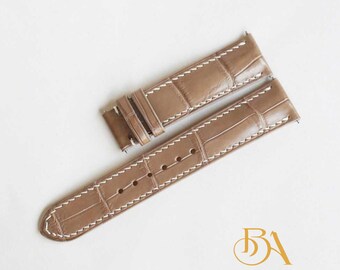 Exotic leather watch band. Handmade Alligator watch strap