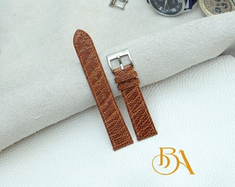 Brown Ostrich leg watch strap with Quick release spring bars