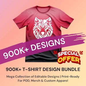 T-Shirt Bundle 900K+ Designs PLR | T-shirt designs, Printify Designs, Printable designs, Editable design, Apparel Bundle, MRR, Resell Rights
