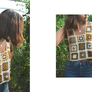 Crochet Crop Top, Granny Square Crochet Boho Top, Multicolored Patchwork Top, Handmade Summer Top JUNO image 2