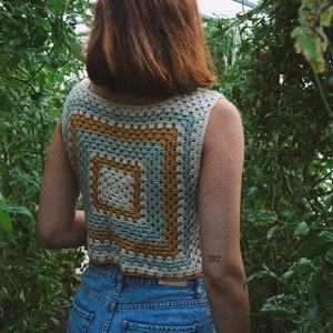 Granny Square Crochet Top, Handmade Vest, Retro Vintage Style, Patchwork Top, Boho Hippie Style Clothing, Multicolored Everyday Top | JESS