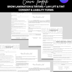 Lash Lift and Tint Consent Form, Brow Lamination Form, Makeup Artist Form, Esthetician Waivers, Lash Tech Printable, Eyebrows Client Intake
