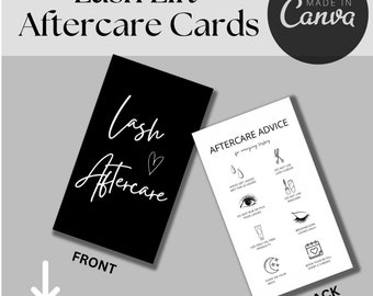 Lash Lift Aftercare Card Template Lash Tech Card Template Lashes Lift Aftercare Beauty Salon Card Template Canva Template