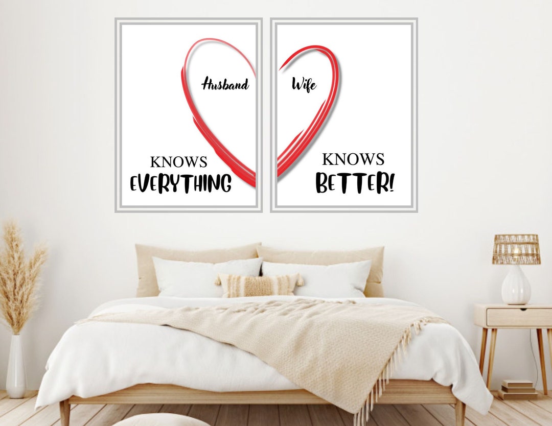 Wall Decor Art Husband and Wife Bedroom, Gift for Him, Gift for Her