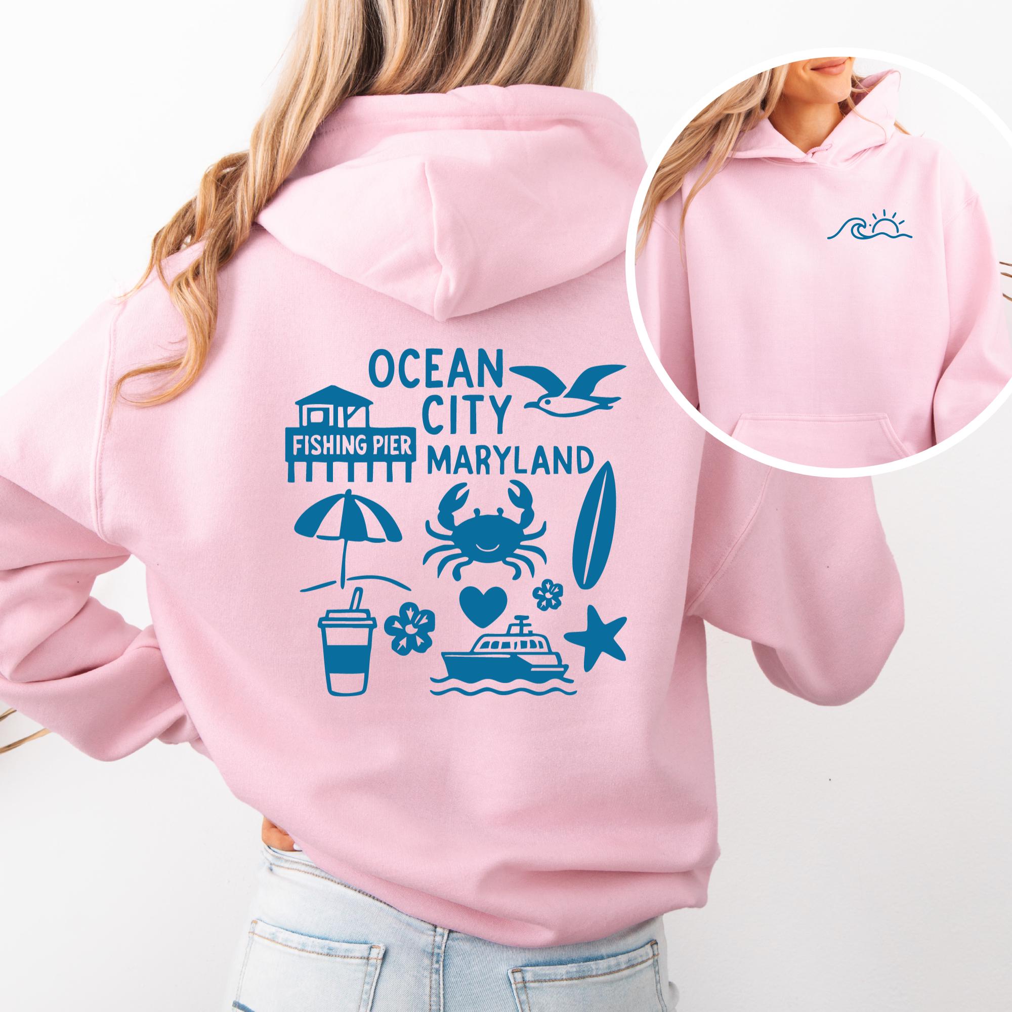 Ocean City Maryland Hoodie, Beach Vacation Sweatshirt, Coastal 
