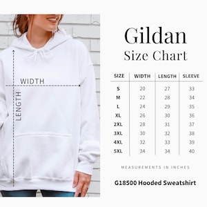 Gildan 18500 Hoodie size chart