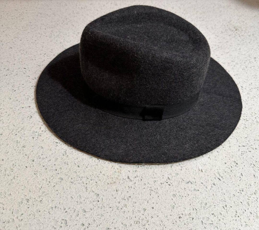 Biltmore for Madewell Charcoal Grey 100% Wool Fedora Hat Medium‎ Large Biltmore for Madewell Womens Hat 100% Wool Dark Grey  main image 3