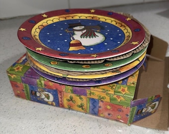 Sango Sweet Shoppe Christmas Set of 4 Salad Plates by Sue Zipkin