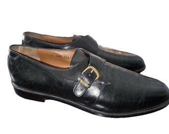 Vintage Salvatore Ferragamo Monk Strap Shoes Mens 9B Black 