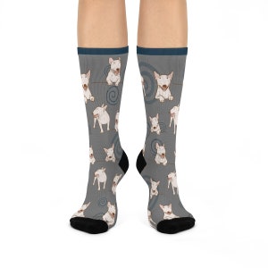 Bull Terrier Crew Socks, Colorful Original, Fun, Trendy Design, Bully Men's Women's Socks