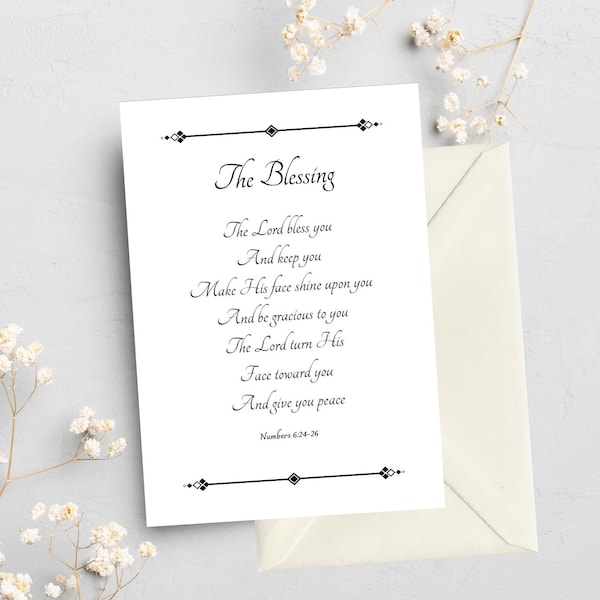 Printable Card, The Blessing, The Lord Bless You and Keep You, Christian Encouragement, Sympathy, Digital Download