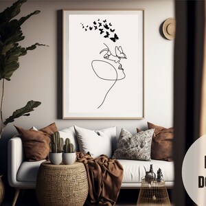 Woman One Line Drawing | Face Line Drawing Art | Minimalist Wall Art