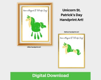 Unicorn Saint Patrick's Day Handprint Art