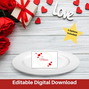 Tarjetas de lugar para el día de San Valentín