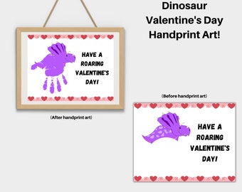 Dinosaur Valentines Handprint Art #1