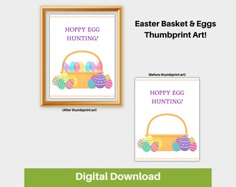 Ostern Korb & Eier Thumbprint Art