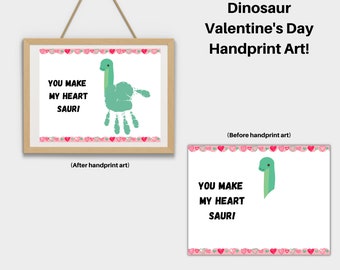 Dinosaur Valentines Handprint Art #2
