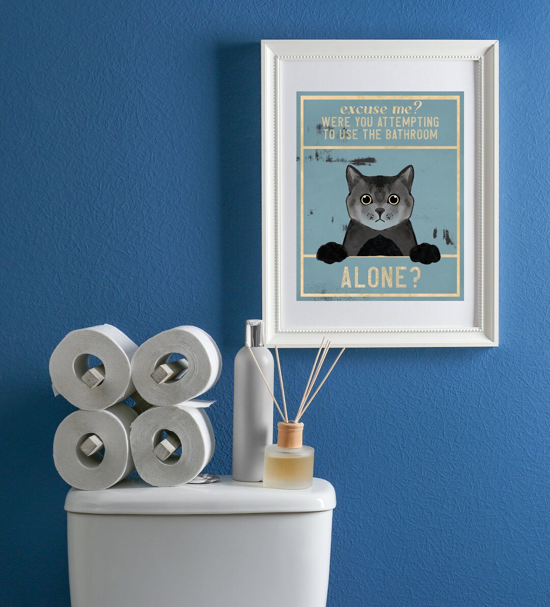 Funny Cat Bathroom Poster Wall Decor for Bedroom Posters Office