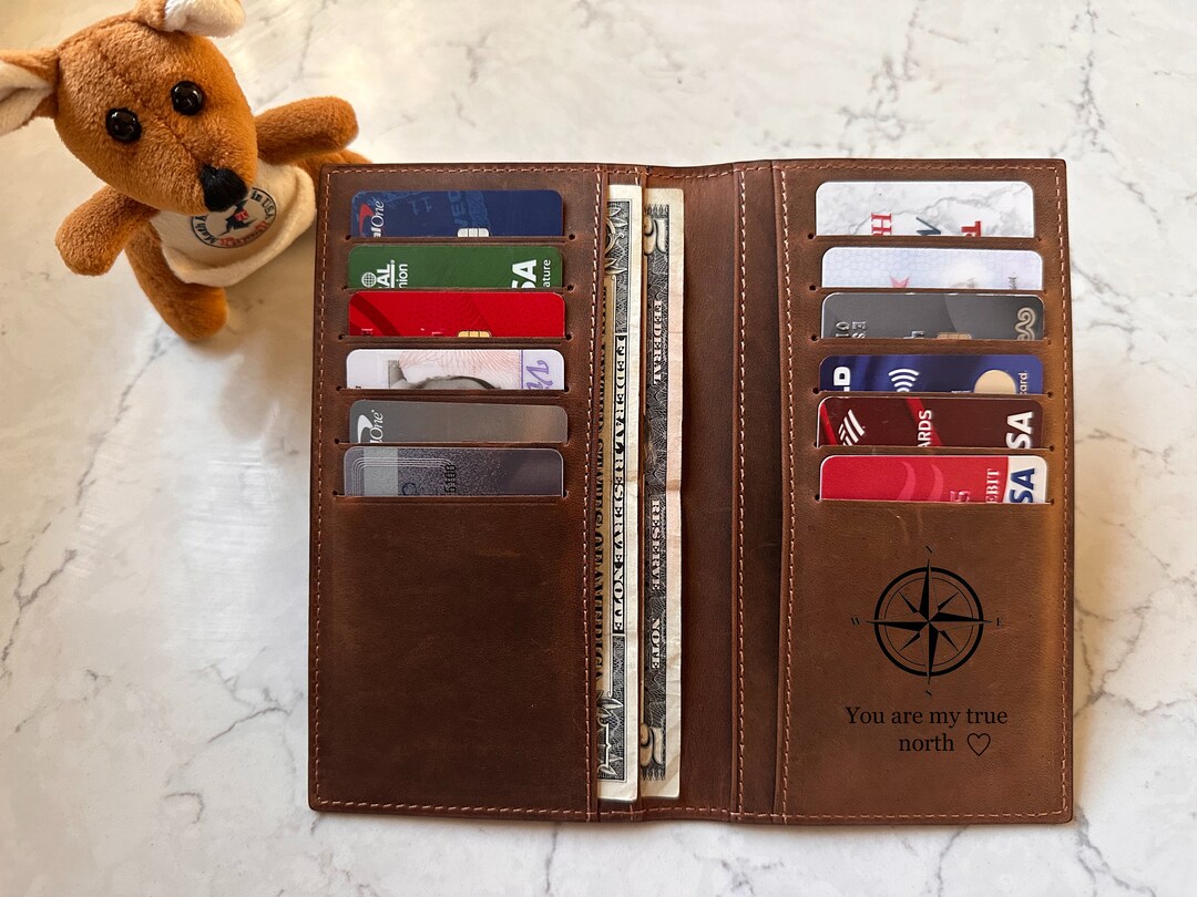 Personalized Leather Long Wallet, Christmas Gifts for Dad, Holidays ...
