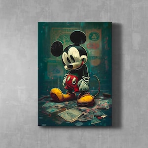 Smerig rijke MICKEY MOUSE en Disney Lover Pop grunge muurkunst voor huisdecoratie, stripfiguur moderne kunstwerken A1 A2 A3 A4