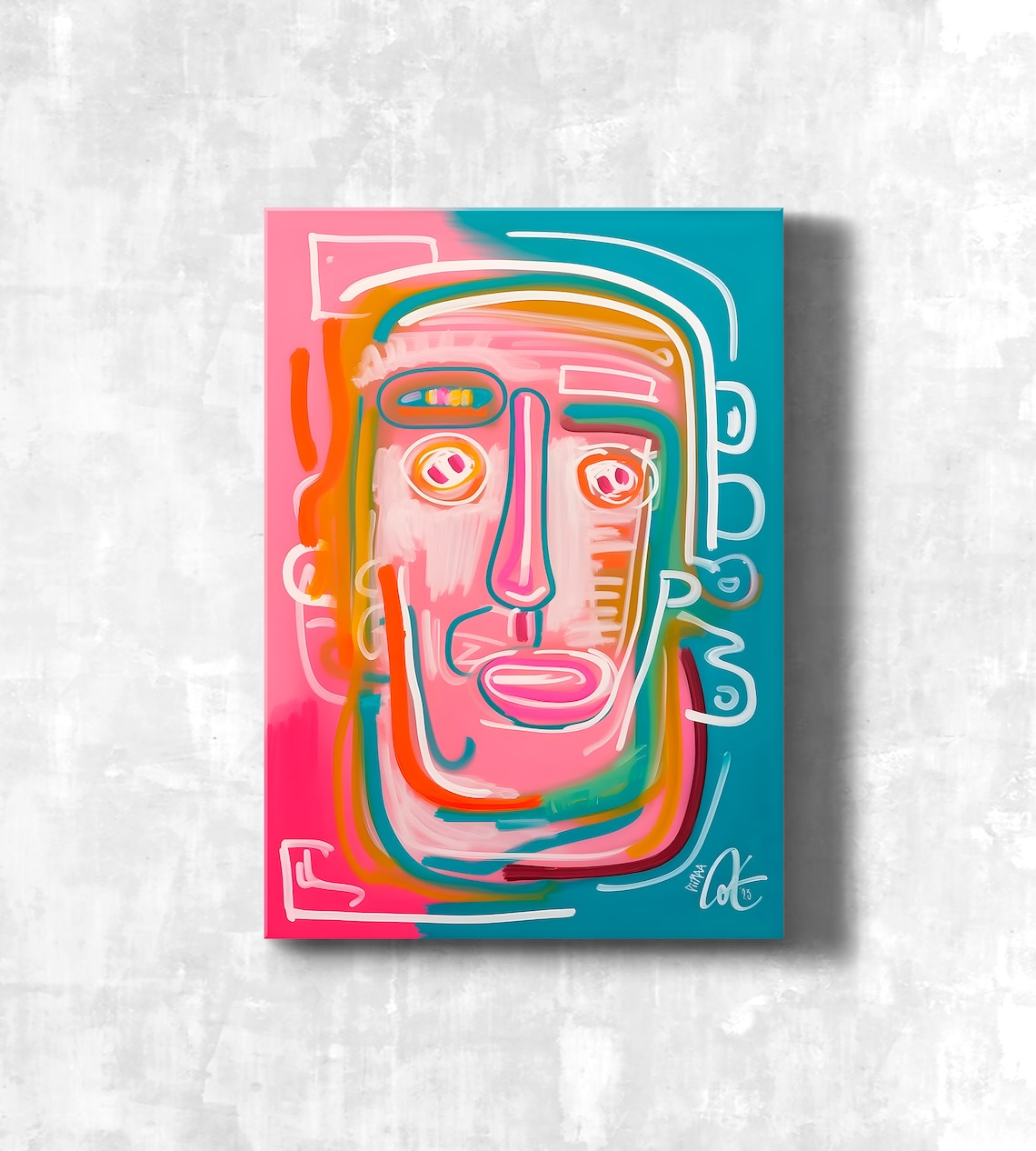 Vibrant ABSTRACT Face Art Print MODERN Pop Art COLORFUL Wall Decor ...