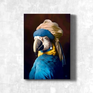 PAPPAGALLO, decorazione per la casa in stile barocco per la cameretta dei bambini, ritratto di Johannes Vermeer.