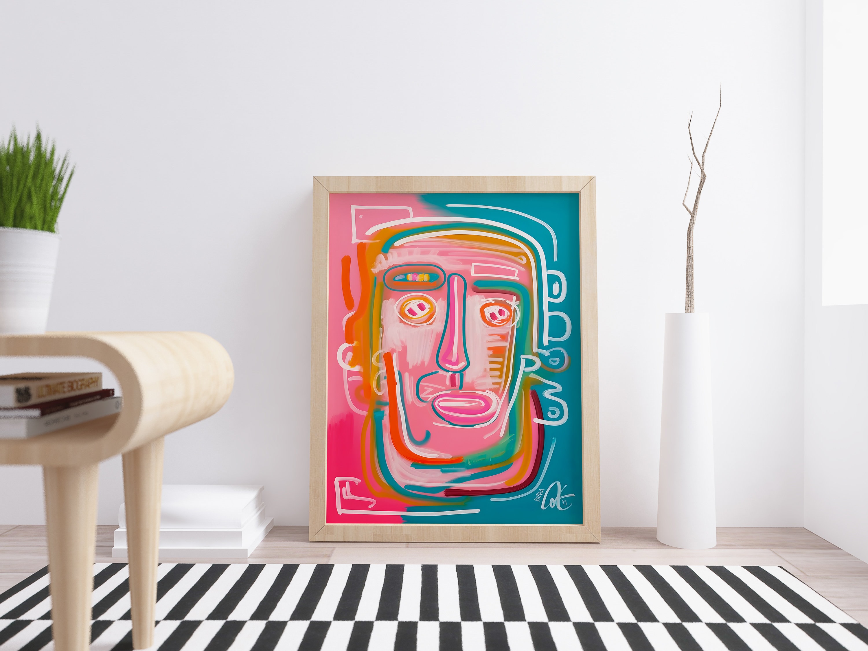 Vibrant ABSTRACT Face Art Print MODERN Pop Art COLORFUL Wall Decor ...