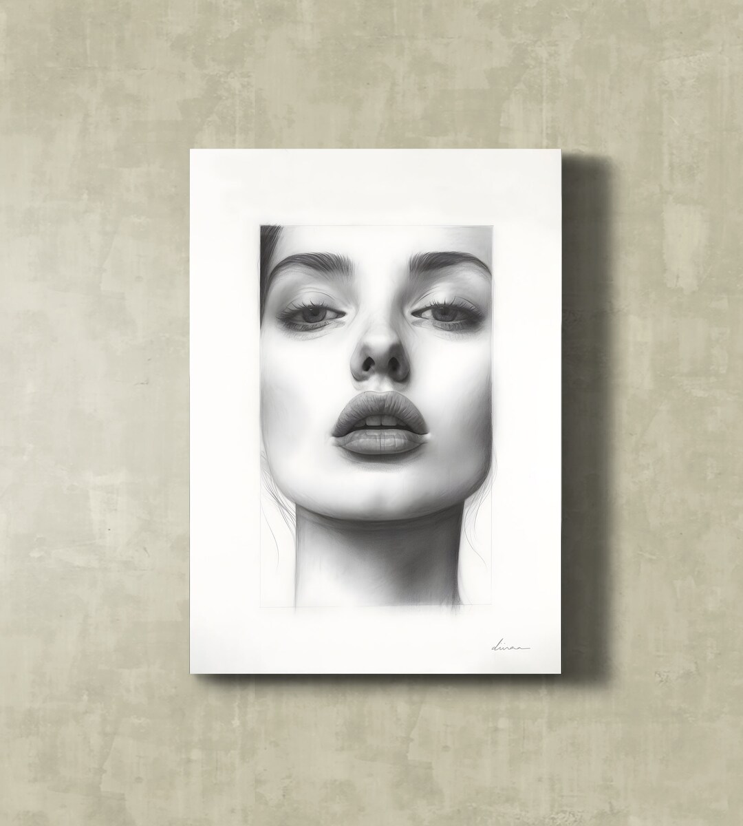 Woman Portrait Art Print: Ethereal Charcoal Style (A1) - Etsy