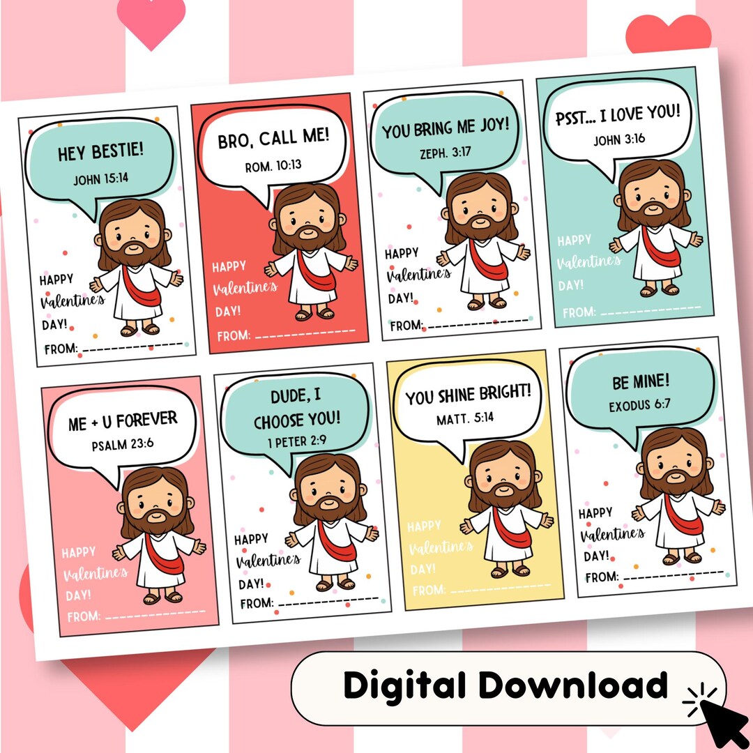 Jesus Valentine Cards for Kids | Bible Verse Classroom Exchange ...