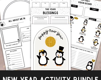 Family New Year Activity Pack: Countdown, Vision Board, Bingo (Digital Download)