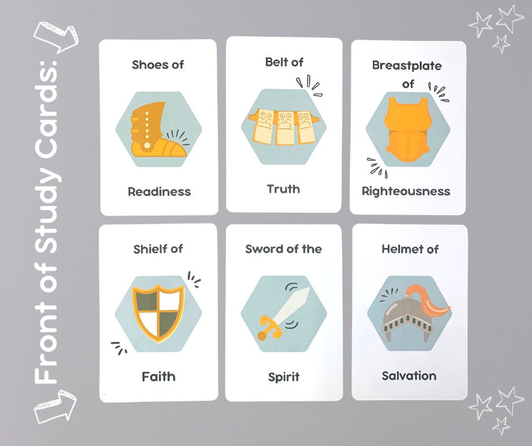 Armor of God Study Cards, Bible Study Cards, Armor of God for Kids