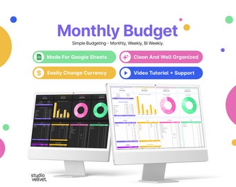 Monthly Budget Spreadsheet for Google Sheets | Track Income, Savings, Bills, Subscriptions, Expenses and Debt | Weekly, BiWeekly, Monthly