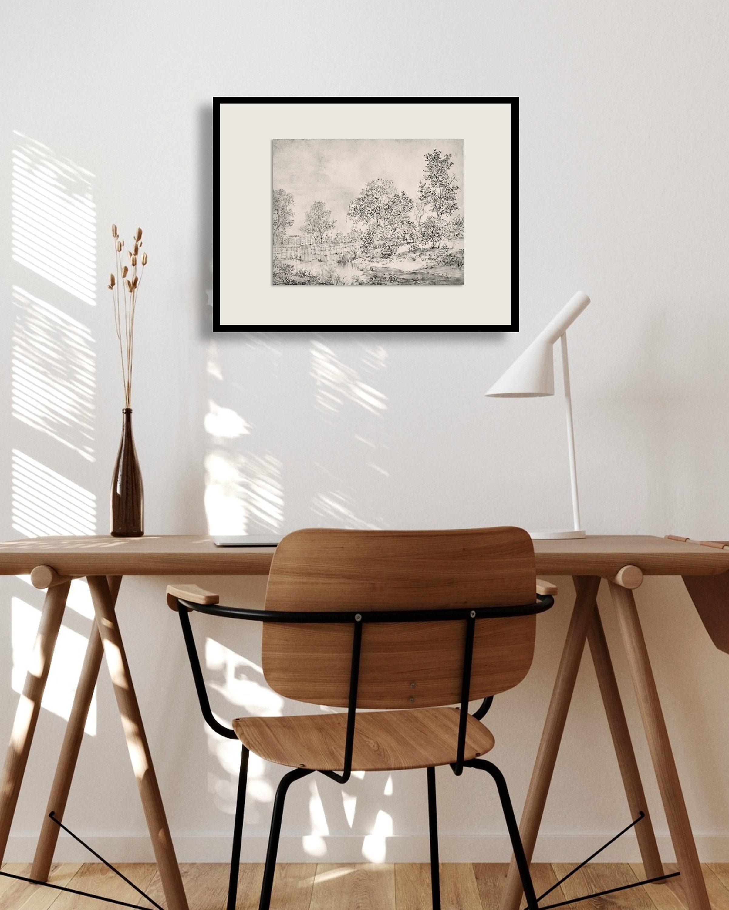 Vintage Black and White Wall Art Landscape Print | Digital Prints Wall ...