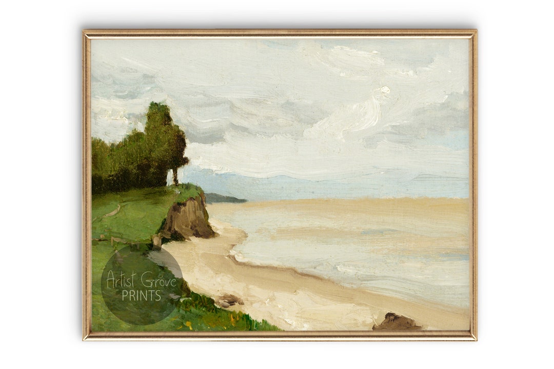 Printable Oil Painting Wall Art Beach Scene Digital Print Painting