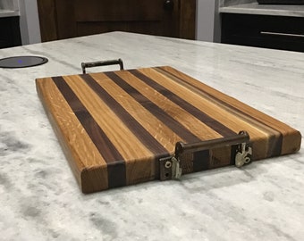 Walnut and oak butcher block cutting board