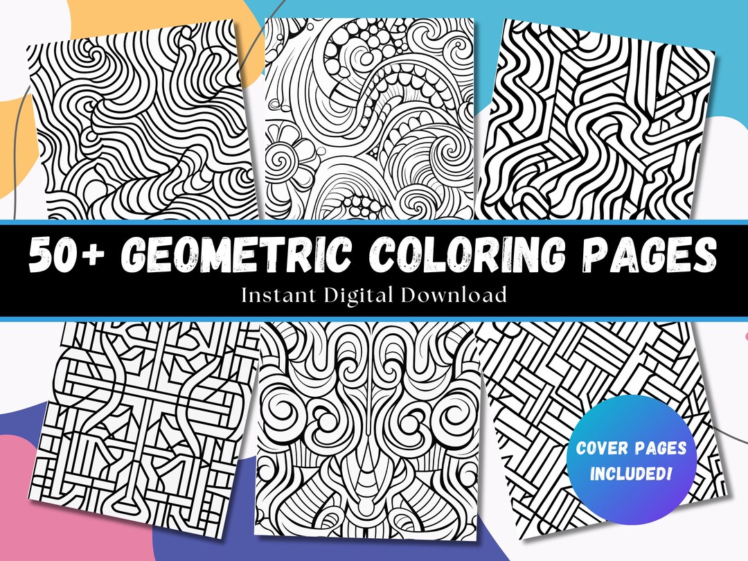 50 Geometric Coloring Pages, Geometric Printables, Relaxing Games ...