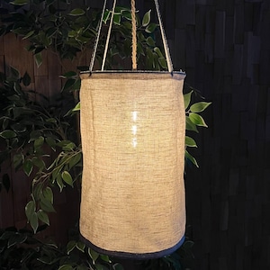 Paralume per lampada a sospensione in lino BERGEN / Paralume in stile lanterna / Lampada da soffitto