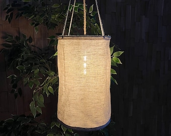 Linen Pendant lamp shade BERGEN / Lantern style lampshade / ceiling light