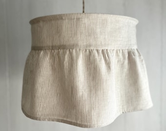 Pantalla de lámpara de lino a rayas DARLING, lámpara colgante de despensa estilo granja con volantes