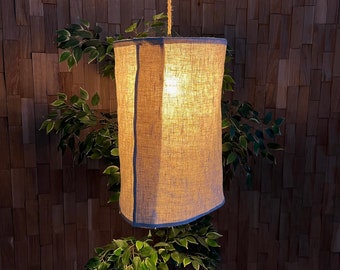 BOHO Washed Linen Anhänger Lampenschirm BISBEE, rustikaler Stil, Japandi, modern organisch