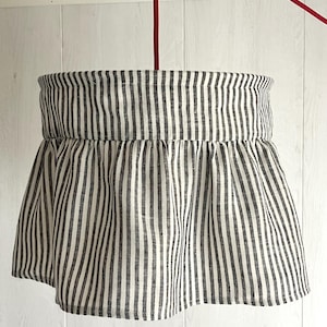 Linen Pendant Lampshade DARLING, Black Stripe, Ruffled Bohemian Farmhouse Pantry Style