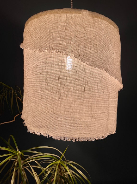Sheer white linen pendant lampshade LUCIA, ambient lighting